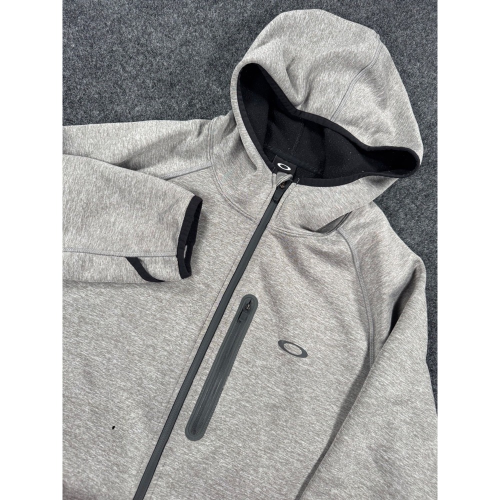 Oakley Men's XL Gray Full Zip Performance Hoodie Jacket Spellout Logo